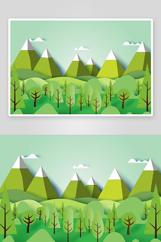 清新风树林风景插画设计