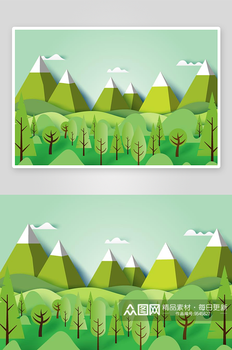 清新风树林风景插画设计素材