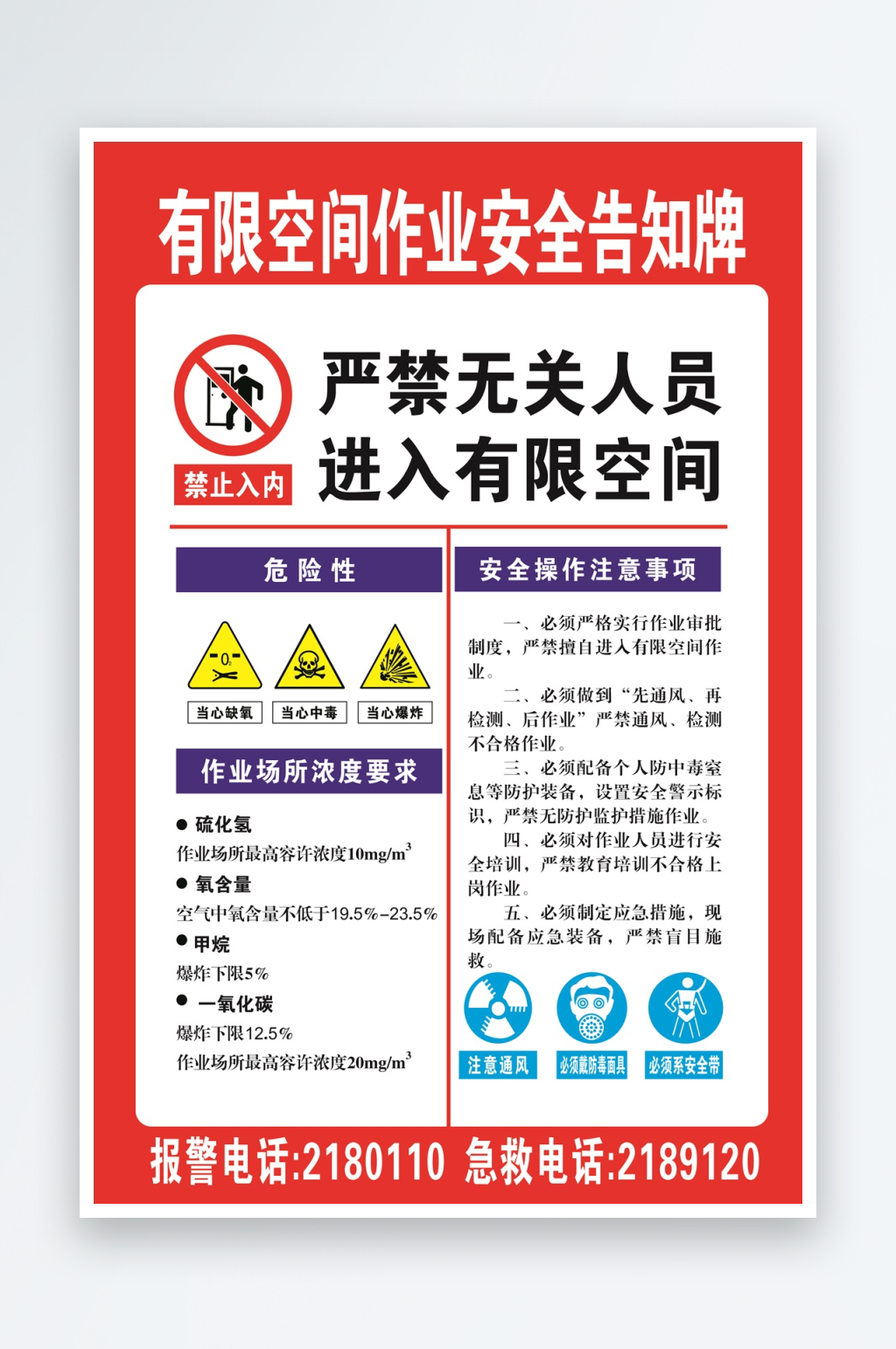有限空間作業(yè)安全告知牌素材