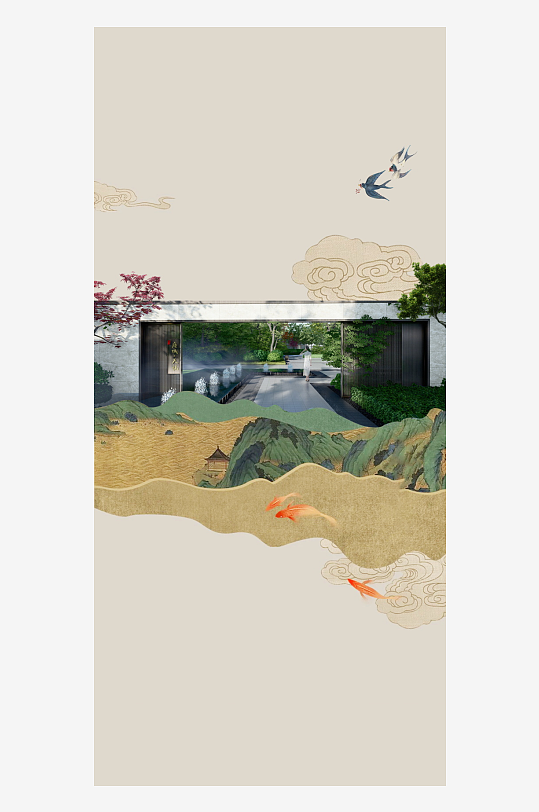 传统国潮海报背景设计-众图网