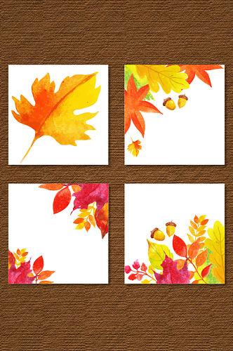 矢量水彩手绘秋天枫叶边框