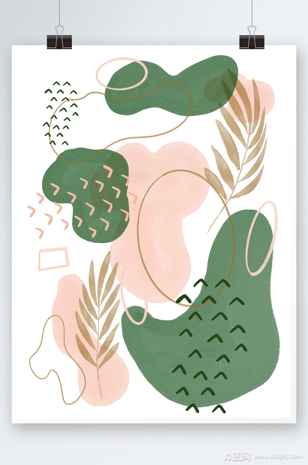 矢量ins风水彩手绘植物背景素材