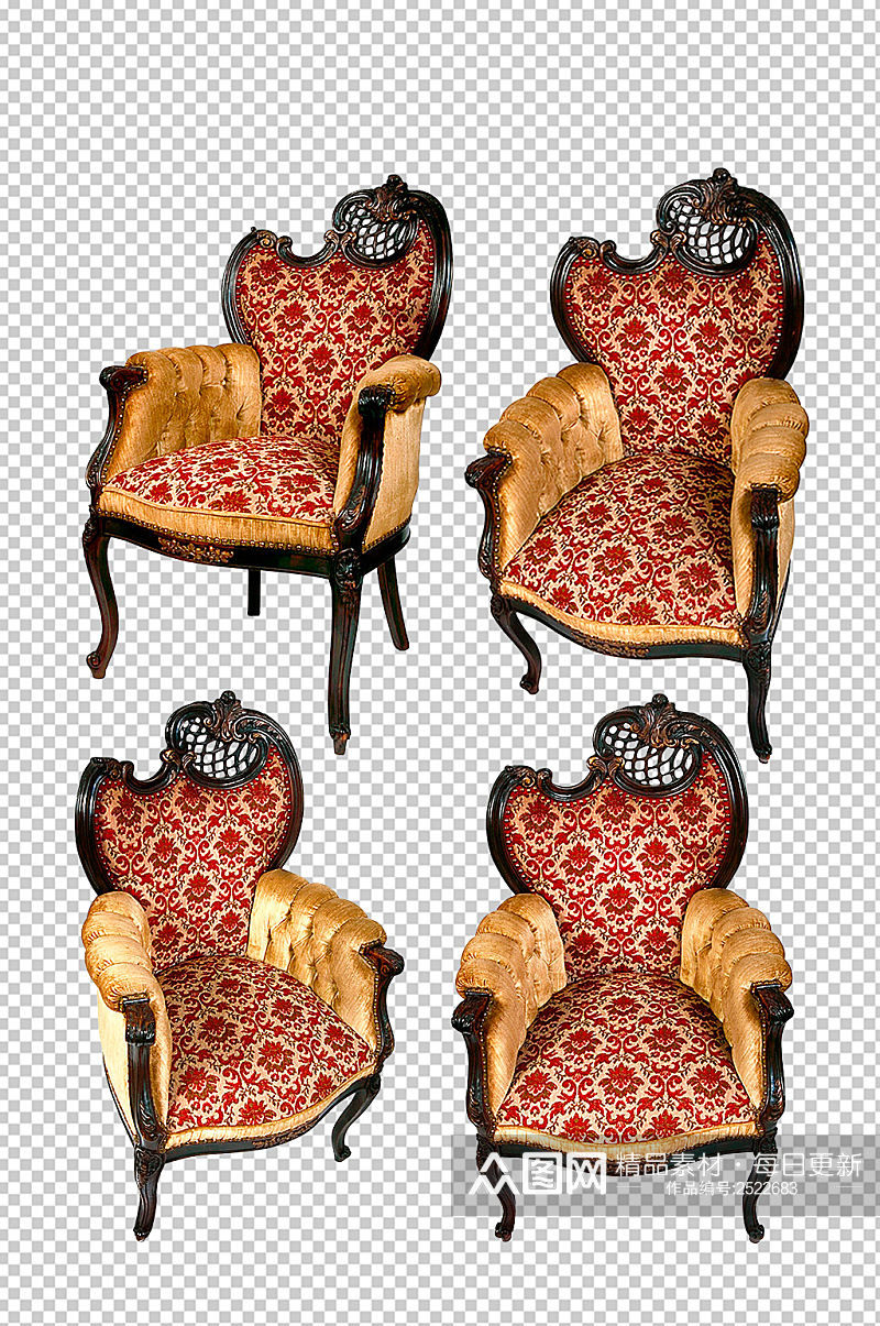 华丽欧式沙发椅免扣PNG素材素材