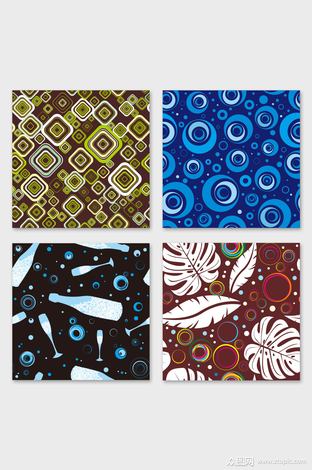 矢量手绘图形四方连续背景素材