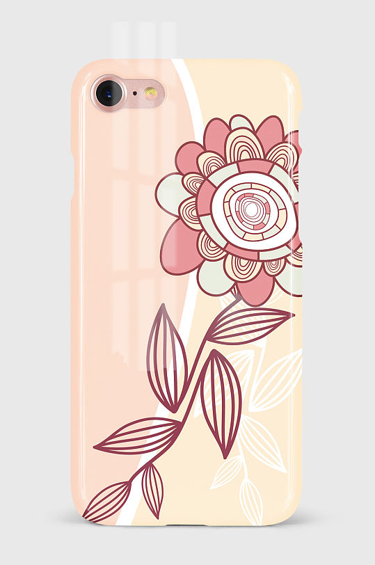 矢量手绘抽象鲜花手机壳图案