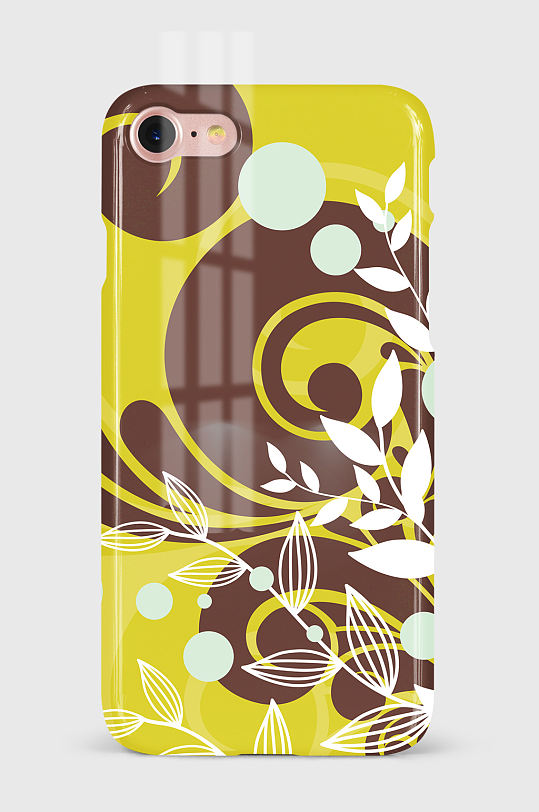 矢量手绘花草手机壳图案