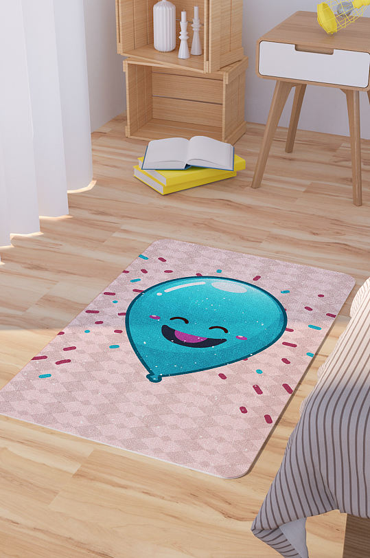 矢量手绘卡通可爱气球脚垫地毯图案