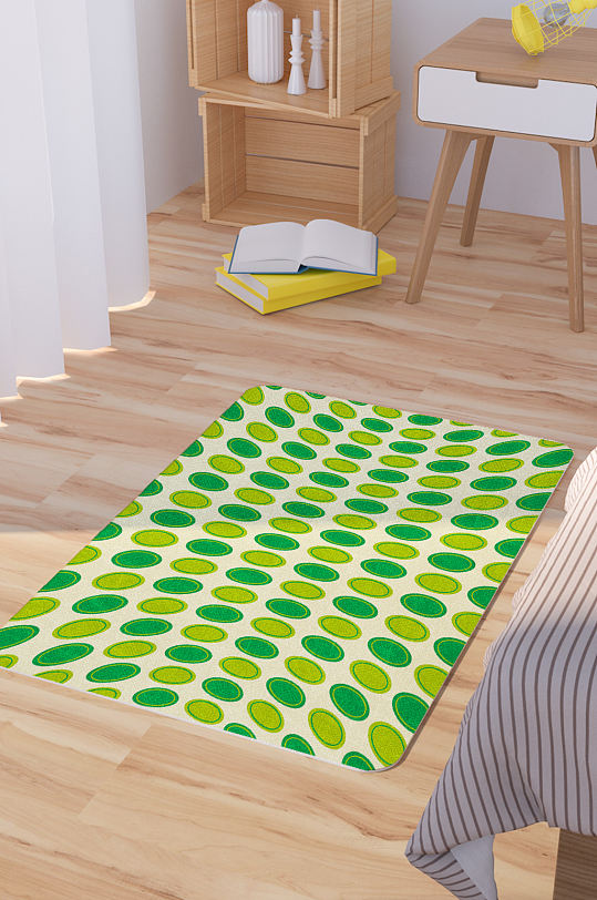 矢量几何圆圈可爱脚垫地毯图案-众图网