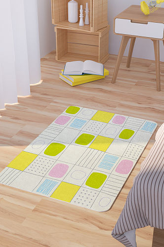 矢量手绘几何图形卡通可爱脚垫地毯图案