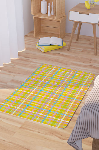 矢量手绘线条交织格子纹理可爱脚垫地毯图案