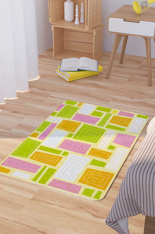 矢量手绘几何图形可爱脚垫地毯图案-众图网