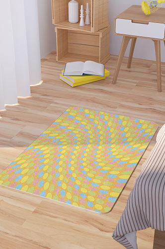 矢量动感波点可爱脚垫地毯图案