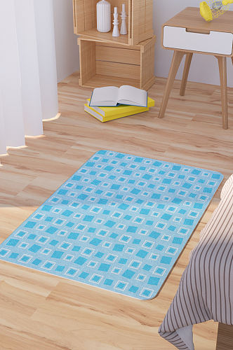 矢量手绘几何方格可爱脚垫地毯图案