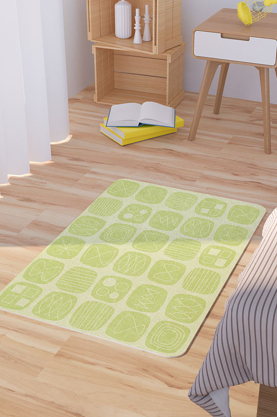 矢量手绘几何图形可爱脚垫地毯图案