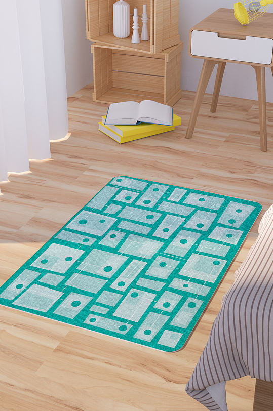 矢量手绘几何图形脚垫地毯图案-众图网