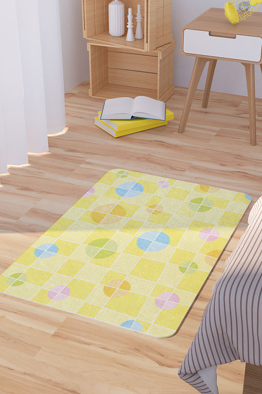 矢量手绘几何图形可爱脚垫地毯图案-众图网