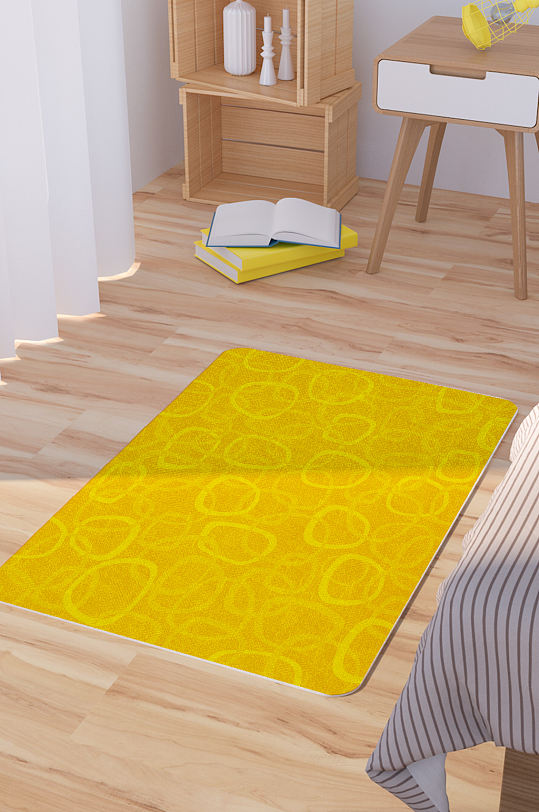 矢量手绘橙色线圈可爱脚垫地毯图案-众图网