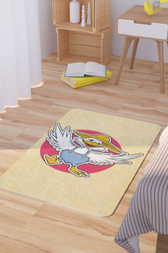 矢量手绘卡通可爱鸭子脚垫地毯图案
