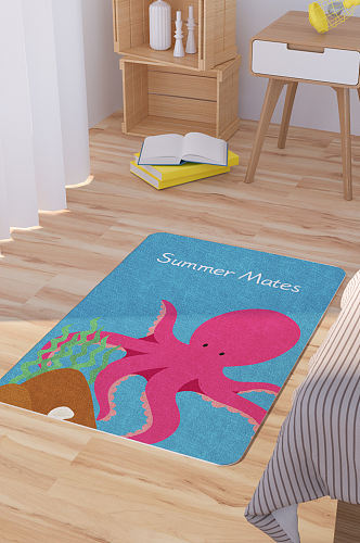 矢量手绘卡通可爱章鱼脚垫地毯图案