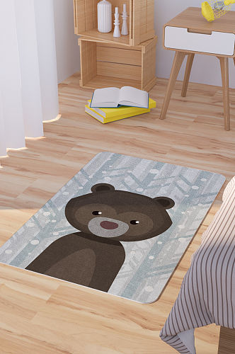 矢量手绘卡通可爱熊脚垫地毯图案