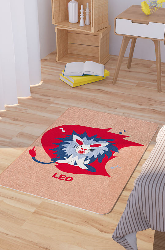 矢量手绘卡通可爱兔子脚垫地毯图案-众图网