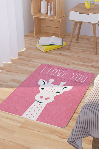 矢量手绘卡通可爱小动物脚垫地毯图案
