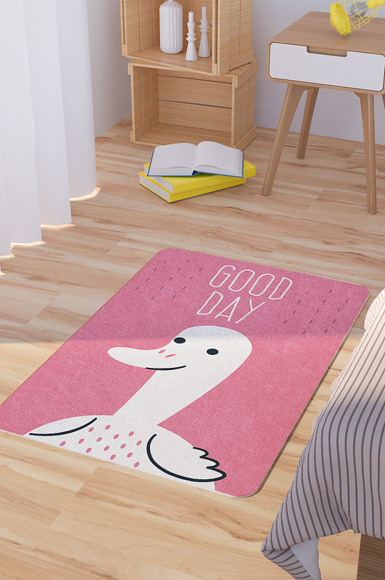 矢量手绘卡通可爱小动物脚垫地毯图案-众图网