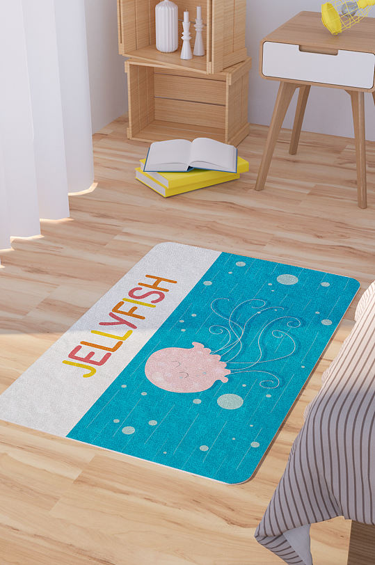 矢量手绘卡通可爱章鱼脚垫地毯图案-众图网