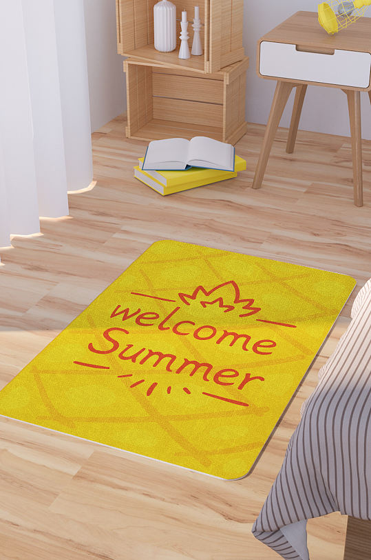 矢量手绘菠萝卡通可爱脚垫地毯图案-众图网