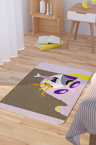 矢量手绘抽象异形脚垫地毯图案