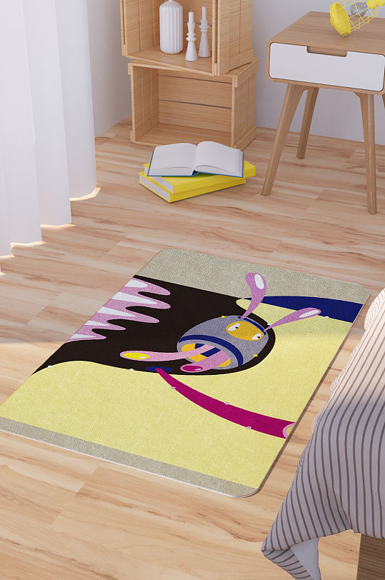 矢量手绘抽象异形卡通可爱脚垫地毯图案