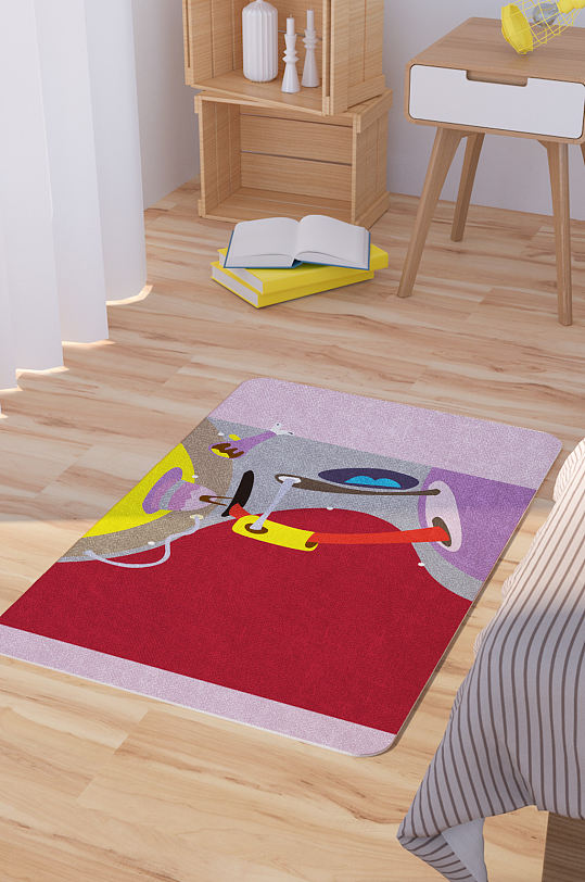 矢量手绘卡通抽象异形脚垫地毯图案-众图网