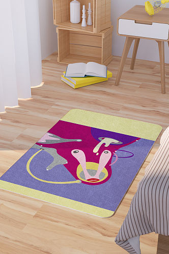 矢量手绘抽象图形卡通可爱脚垫地毯图案