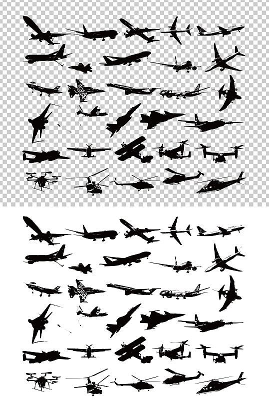 矢量飞机剪影免扣素材