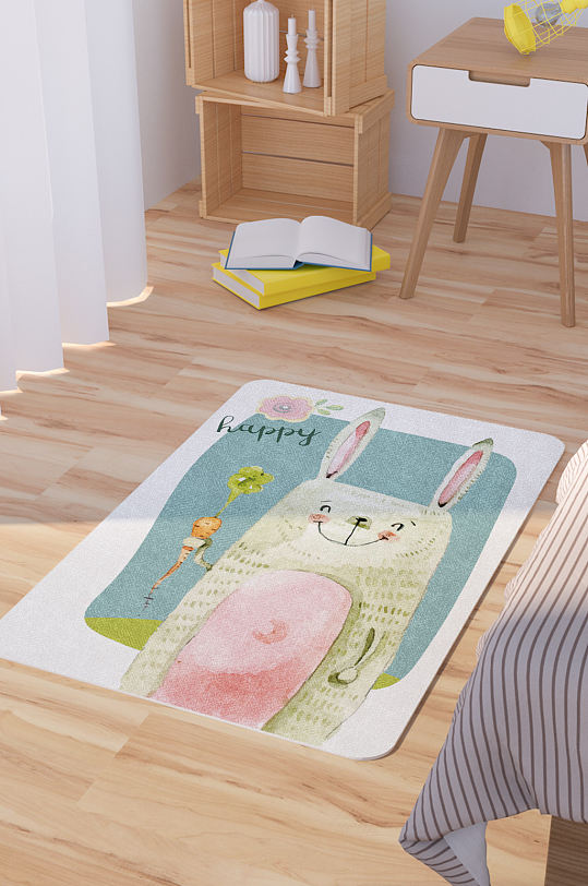 矢量手绘卡通可爱脚垫地毯图案-众图网