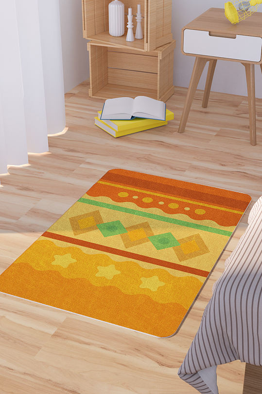矢量几何图形卡通可爱脚垫地毯图案
