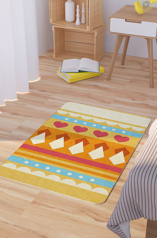 矢量卡通可爱民族风脚垫地毯图案-众图网