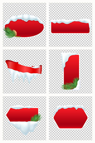 圣诞节红色积雪标题框文本框素材
