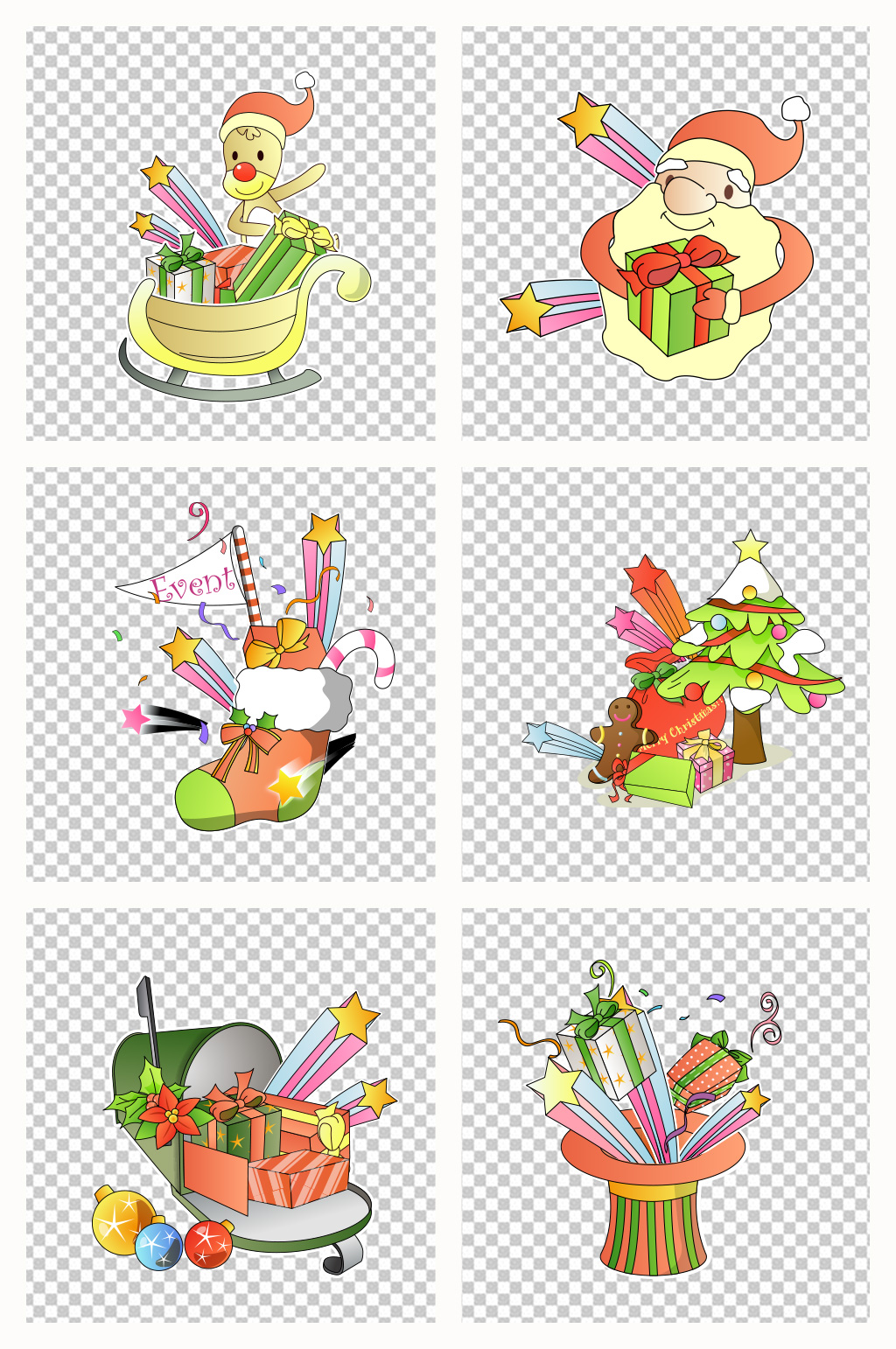 矢量卡通手绘圣诞节插画装饰素材素材