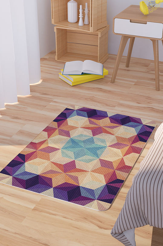 现代几何菱格矢量脚垫地毯图案