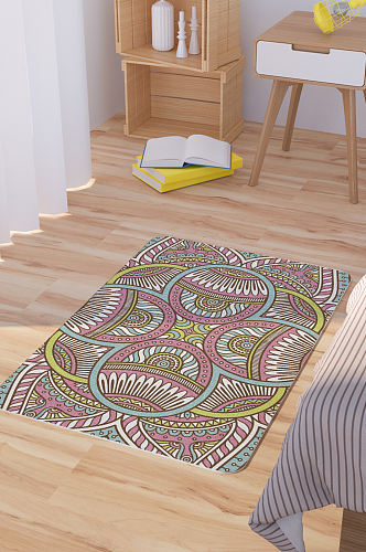 矢量手绘卡通可爱脚垫地毯图案