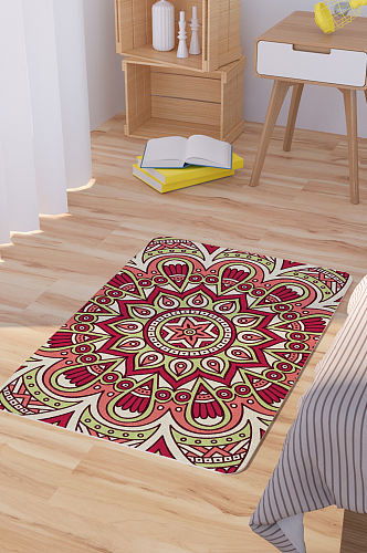 民族风精美曼陀罗花纹垫地毯图案