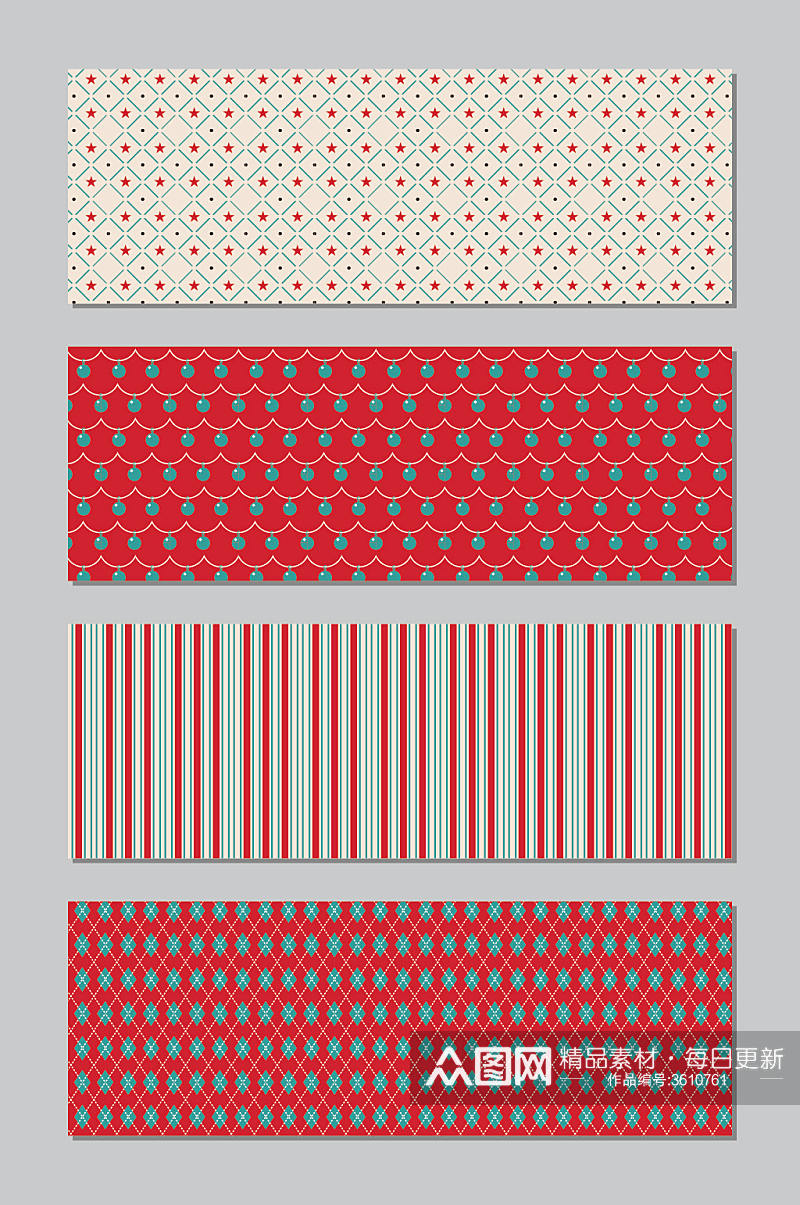 圣诞节平铺背景包装纸壁纸图案矢量无缝填充素材