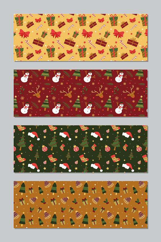 圣诞节矢量无缝填充礼物包装纸壁纸图案