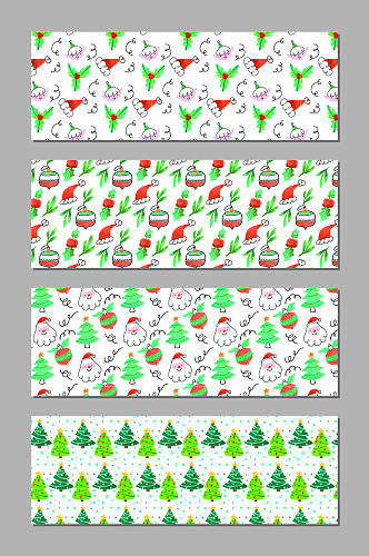 手绘卡通圣诞节无缝填充包装纸壁纸图案