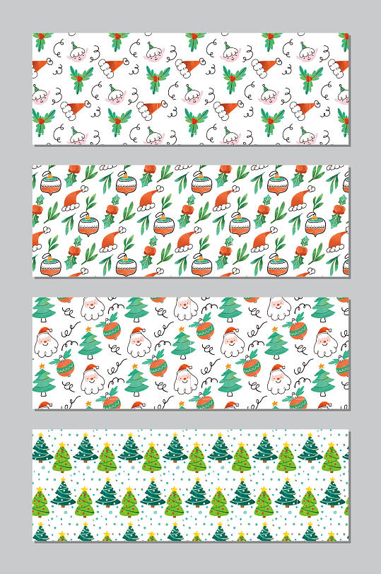 手绘卡通圣诞节无缝填充包装纸壁纸图案