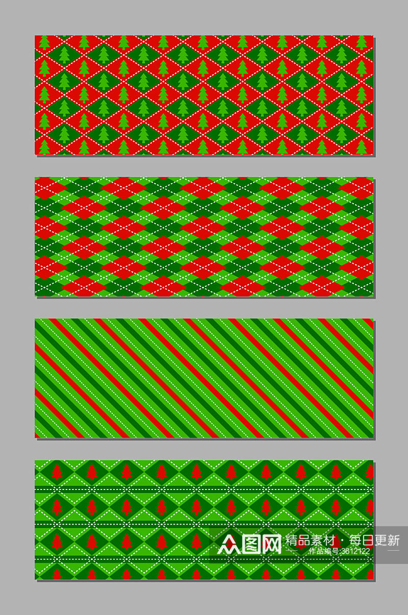 圣诞节红绿配色无缝填充包装纸壁纸图案素材