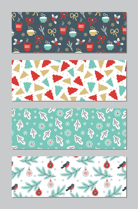 圣诞节手绘卡通无缝填充包装纸壁纸图案