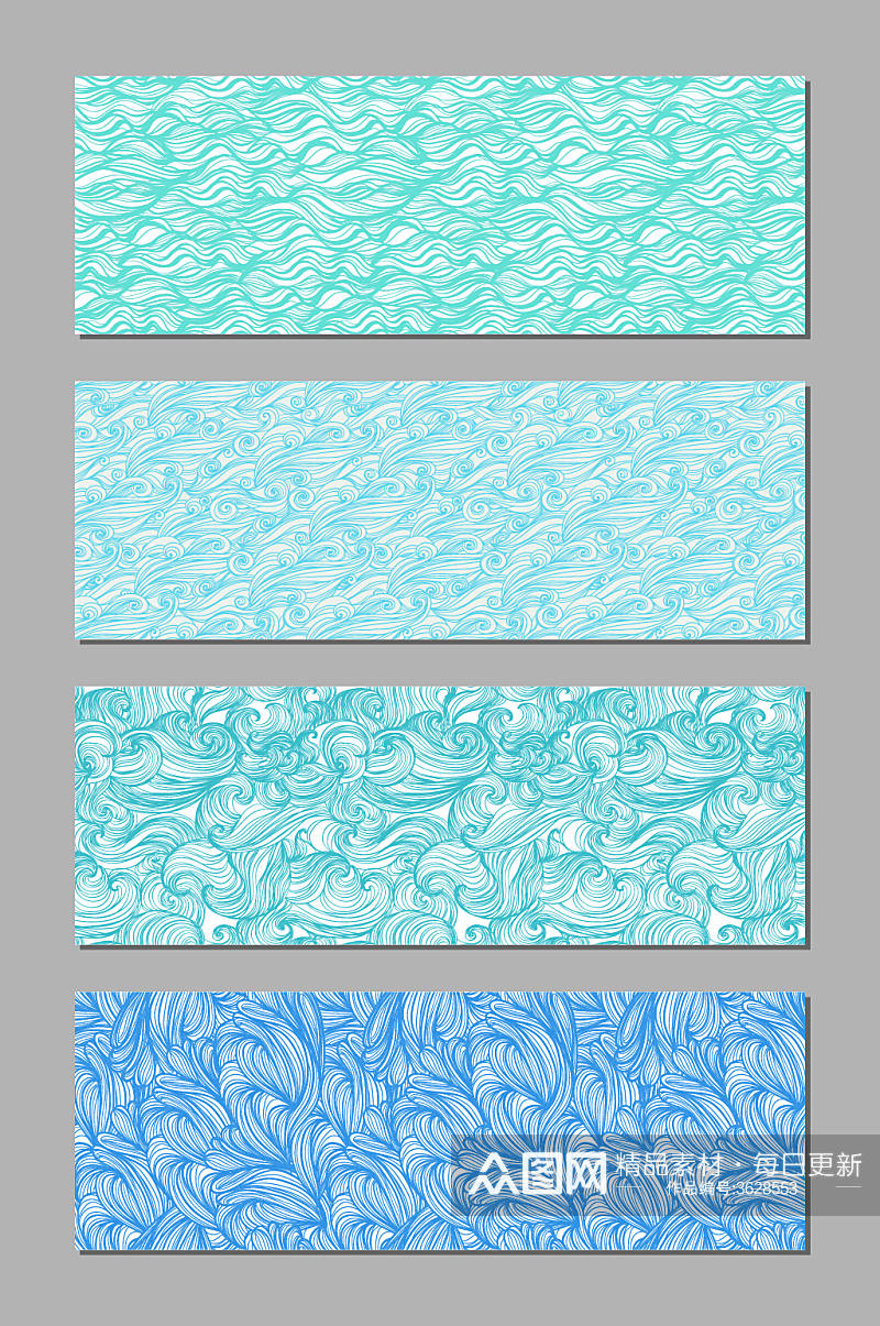 蓝色海浪纹理无缝填充包装纸壁纸图案素材
