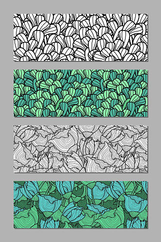 手绘抽象树叶元素无缝填充布料印花图案